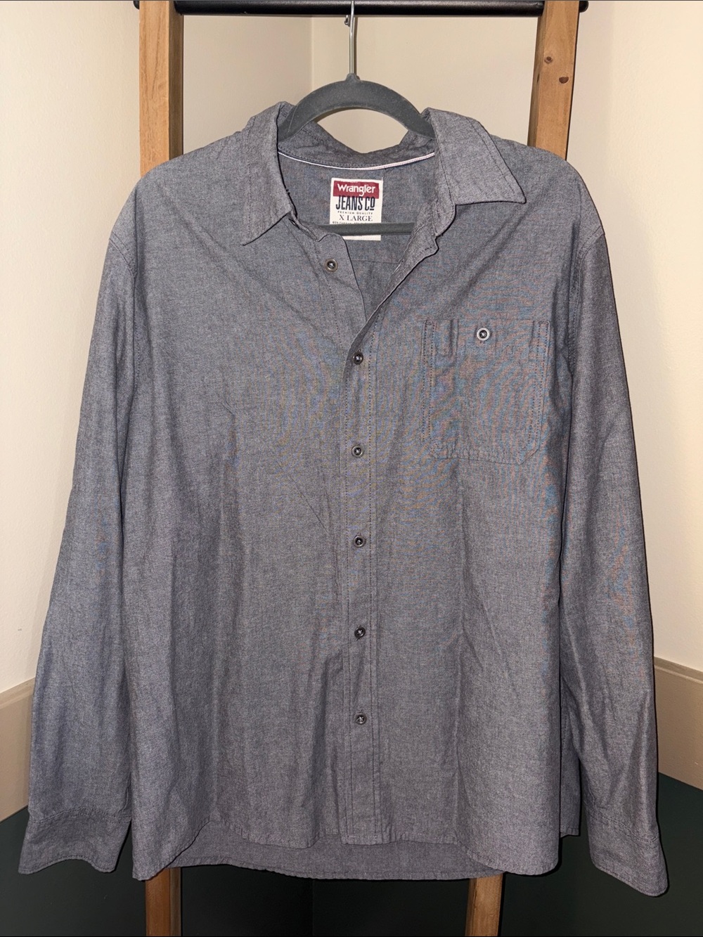 Wrangler Men's Gray Button-Down Casual Shirt Size XL